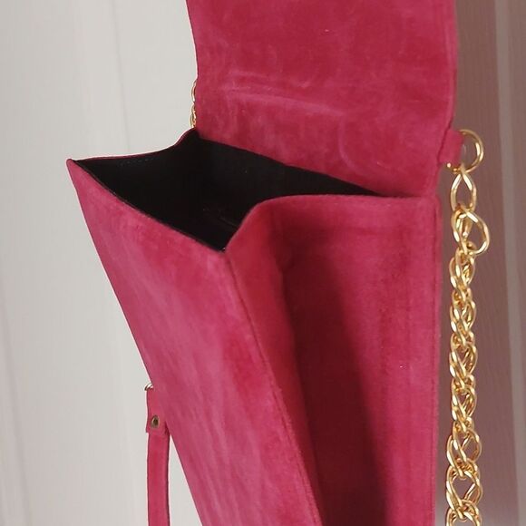 Vintage Rare SAFI Canada Fuchsia Pink Suede Leather Crossbody Bag - Picture 13 of 13